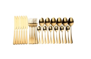 Set tacamuri, 24 piese, Otel inoxidabil, Auriu