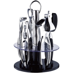 Set ustensile bucatarie inox cu stand rotativ 6 piese Renberg RB-3902