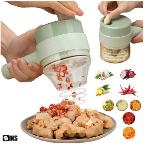 Tocator 4 in 1 pentru Alimente, Ideal pentru Taiere Carne, Legume, Fructe, Maruntire Condimente, Portabil, Verde - Img 1