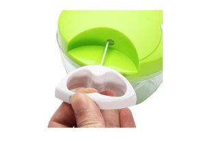 Tocator Manual pentru legume, 3 cutite, actionare cu snur, Verde/Alb - Img 3