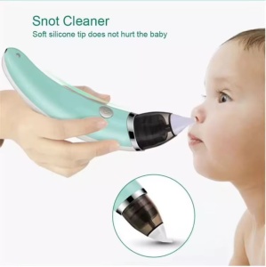 Aspirator nazal electric silentios pentru copii si bebelusi, curatarea nasului in 3 trepte de aspirare, doua capete de silicon marimi diferite, portabil, incarcare USB, usor de utilizat, verde