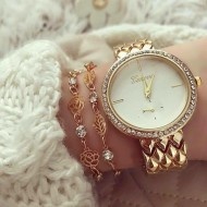 Ceas dama Geneva Quartz auriu - Img 2