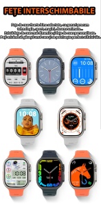 Ceas inteligent SmartWatch 8 Ultra Plus cu incarcare wireless curea silicon PRO - Img 3