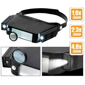 Lupa de lucru cu banderola de cap si iluminare LED - Img 2