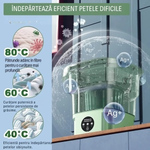 Mini Mașină de Spălat Portabilă 6.5 L cu Funcție de Uscare - Pliabilă, Practică și Ușor de folosit - Img 2
