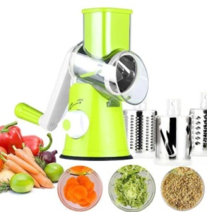 Razatoare manuala Tabletop Drum Grater pentru legume cu 3 lame interschimbabile