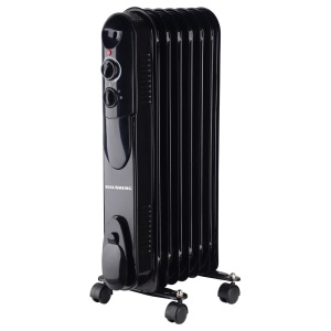 Calorifer electric cu ulei HAUSBERG HB-8905, 3 trepte, 600-900-1500 W, 7 elementi 110 mm x 580 mm, termostat reglabil, maner si rotite pentru o deplasare facila, indicator luminos functionare
