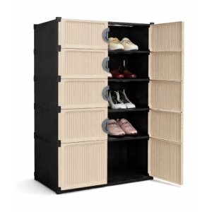 Dulap modular pentru pantofi cu 5 rafturi cu usi design compact plastic rezistent