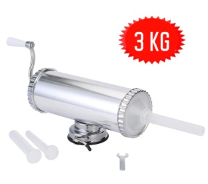 Masina manuala pentru umplut carnati, din inox, 3kg, 3 palnii incluse