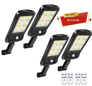 SET 4 BUCATI LAMPA SOLARA DE PERETE 6 LED CU TELECOMANDA - Img 3