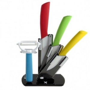 Set 5 piese cutite ceramice, curatator si suport