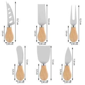 Set 6 cutite pentru branzeturi, cu maner din lemn - Img 3