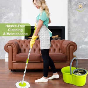 Set mop rotativ 360° galeata cu centrifuga inox - Img 4