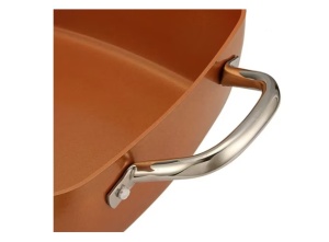 Set tigaie multifunctionala cu suprafata non aderenta, copper, friteuza, pentru cuptor, 24x24x10 cm, 4 piese, maro - Img 2