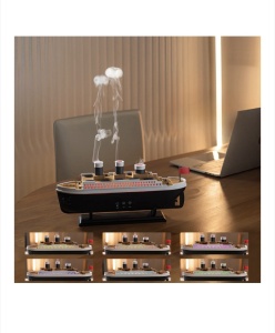 Umidificator de aer si difuzor de aromaterapie, TitanicAroma™, pentru uleiuri esentiale tip Vapor, 6 lumini, capacitate 250 ML, cu ultrasunete, functionare silentioasa, 2 moduri vaporizare, Negru - Img 3