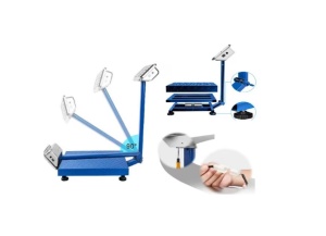 Cantar Electronic 500 kg afisaj dublu platforma metalica din tabla striata cu brat rabatabil functie Shake cu acumulator - Img 2