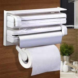 Dispozitiv 4in1, Dispenser triplu pentru folie aluminiu, folie strech si rola servetele cu spatiu depozitare