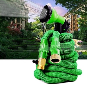 Furtun extensibil, 30 metri, racord metalic, Pistol de stropit inclus