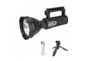 Lanterna Multifunctionala, Reincarcabila, Incarcare USB, LED, 4 Moduri De Iluminat, indicator baterie, Power Bank, Trepied, Negru - Img 4