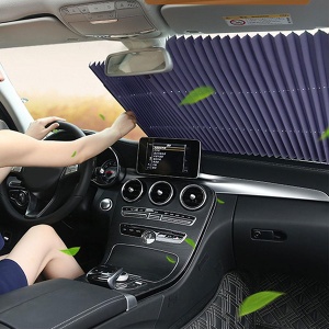 Parasolar Auto Retractabil pentru Parbriz sau Luneta Spate tip Jaluzea cu Ventuze