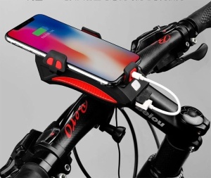 Far bicicleta, cu lanterna, alarma, suport telefon si power bank - Img 4