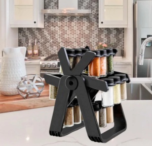 Organizator pentru condimente, cu suport rotativ, 18 recipiente, 34x23 cm