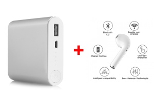 Pachet Baterie externa cu 3 iesiri + Cadou casca Wireless I7