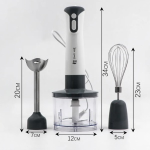 Set Blender 5 in 1, 500W, profesional, Lama din Otel inoxidabil, Silentios, trepte de viteza, Cana 500ml, Tocator 500ml, Accesoriu pentru Spumat laptele, Multifunctional - Img 2