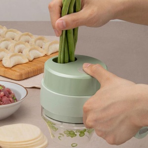 Tocator 4 in 1 pentru Alimente, Ideal pentru Taiere Carne, Legume, Fructe, Maruntire Condimente, Portabil, Verde - Img 3