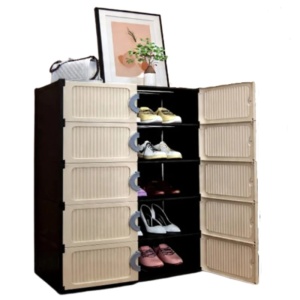 Dulap modular pentru pantofi cu 5 rafturi cu usi design compact plastic rezistent - Img 2