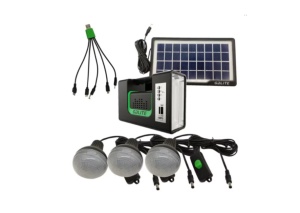 Kit Solar alimentare dispozitive la USB, Lanterna, 3 becuri cu panou solar portabil, mp3, FM