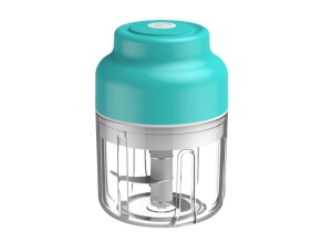 Mini tocator electric, 45W, pentru usturoi, legume, fructe, nuci, piure, cu incarcare pe USB, Acumulator, capacitate 250 ml, Turcoaz