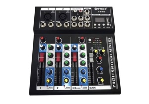 Mixer audio digital profesional F4, neamplificat, 4 canale, conexiune Bluetooth, cititor USB, ecran LCD iluminat, Phantom 48V, negru - Img 2
