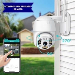 Pachet 1+1 Camera supraveghere WIFI, interior / exterior, Rotativa, Cu Detectare Miscare 360 - Img 2