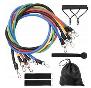 Set 5 corzi elastice din latex cu accesorii pentru toate grupele musculare - Img 4