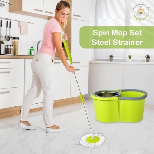 Set mop rotativ 360° galeata cu centrifuga inox - Img 5
