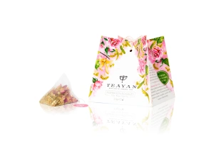 Ceai de tei, trandafir și vanilie TEAYAN Inspiration Bouquet, 10 plicuri, 35 g - Img 1