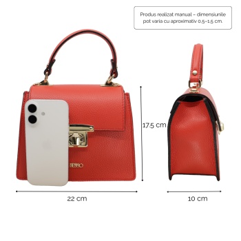 Geanta de mana din piele naturala Chic Minimal Rosie - Img 2