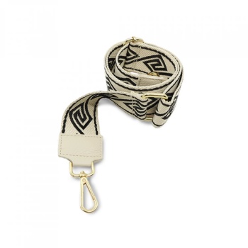 Curea de schimb cu piele pentru genta model Alb cu negru geometric