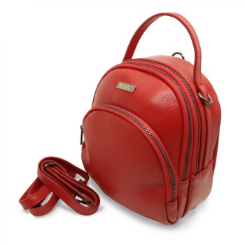 Rucsac din piele naturala Essenza Pocket Rosu