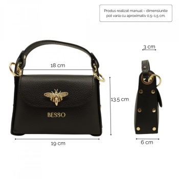 Geanta de mana din piele naturala Semplice Gioia Neagra - DEFECT OUTLET - Img 4