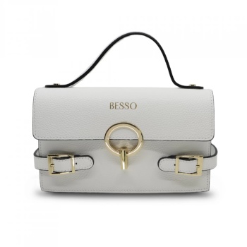 Geanta de mana din piele naturala Splendore Chic Alba