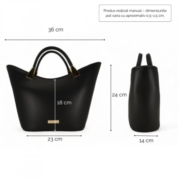 Geanta de mana din piele naturala Dolce Eleganza Neagra - Img 5