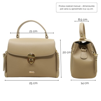 Geanta de mana din piele naturala Giornata Chic Beige - Img 3