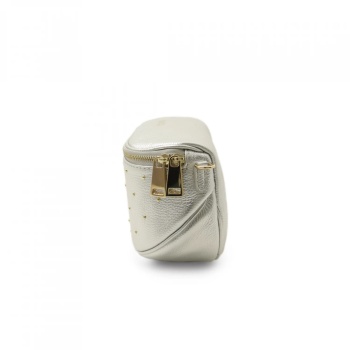 Borseta crossbody din piele naturala Sogno Festivo Argintie - Img 2