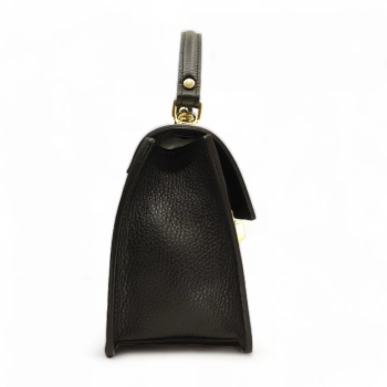 Geanta de mana din piele naturala Chic Minimal Neagra - Img 4