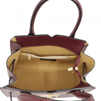 Geanta de mana din piele naturala Nobile Eleganza Burgundy - Img 4