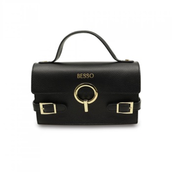 Geanta de mana din piele naturala Splendore Chic Neagra