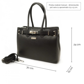 Geanta de mana din piele naturala Tradizione Elegante Neagra - Img 4