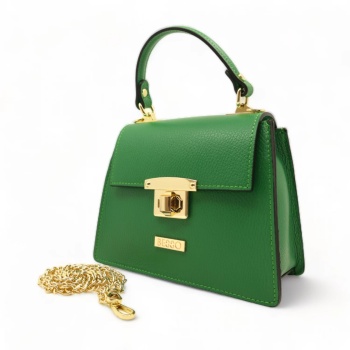 Geanta de mana din piele naturala Chic Minimal Verde